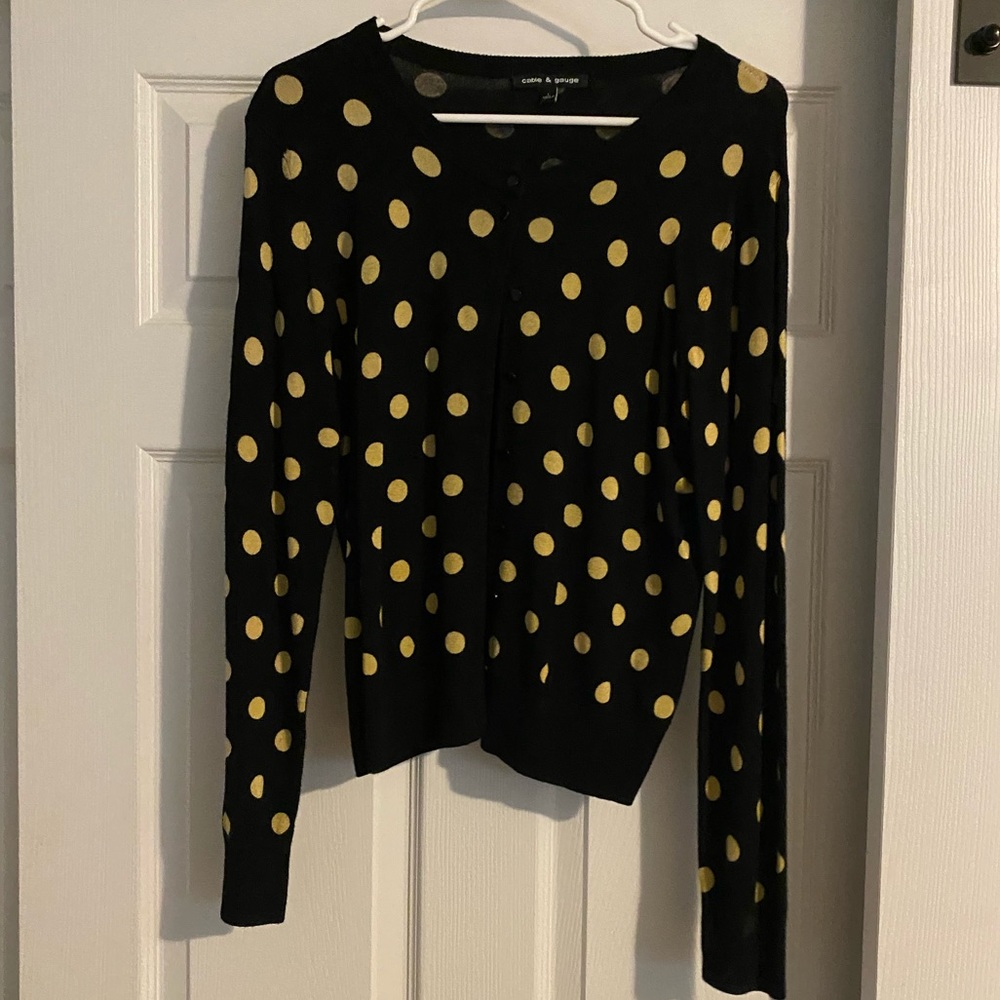 Black and gold polka dot cardigan